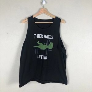 GRAPHIC Shirt Adults Large Black Dinosaur Lifting Sleeveless Tank Exercise Mens